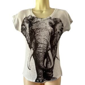 Elephant Print Women's Sweater Top Size Small Two Sided Lightweight